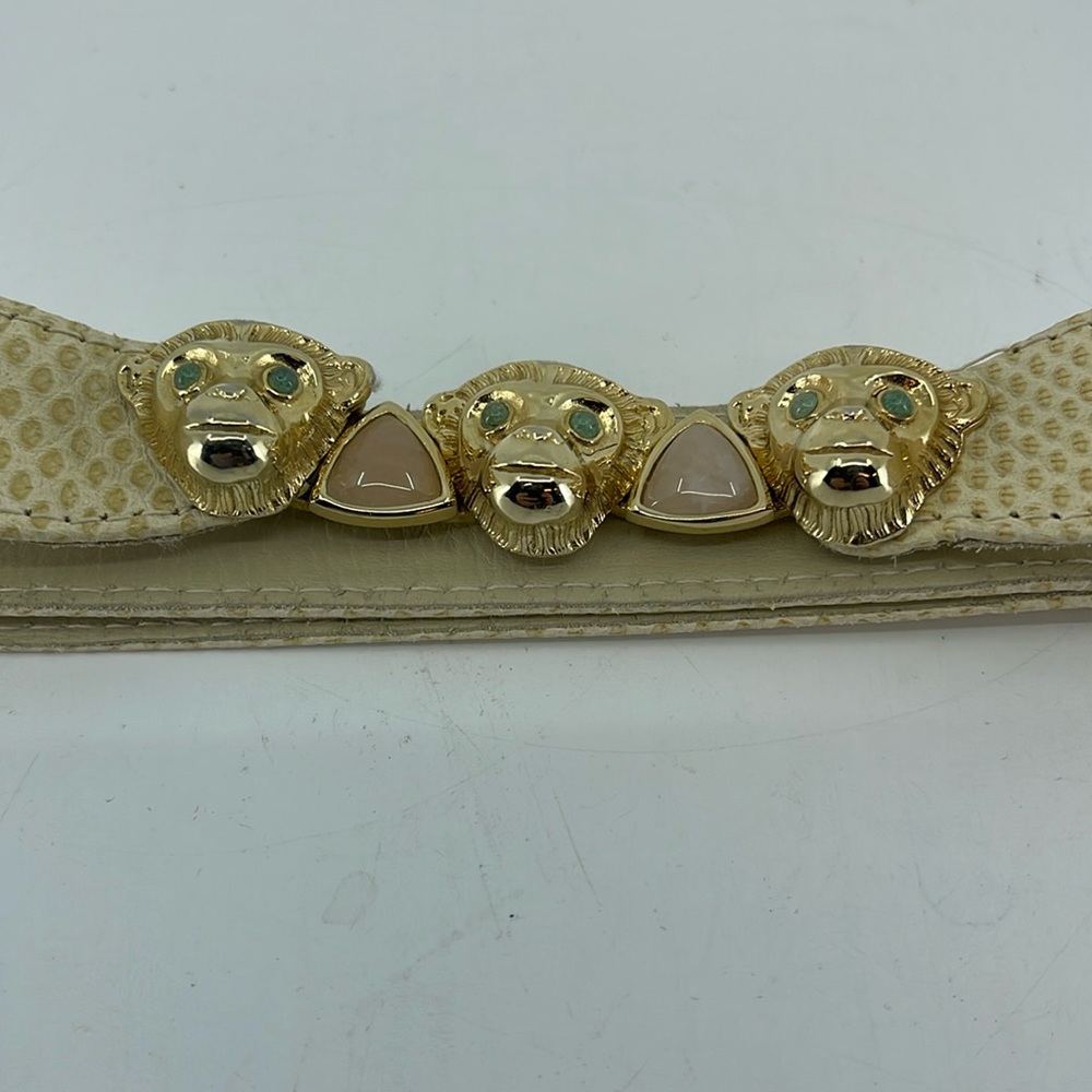 Beautiful vintage 1980’s Judith Leiber adjustable belt 3 gold tone monkey heads